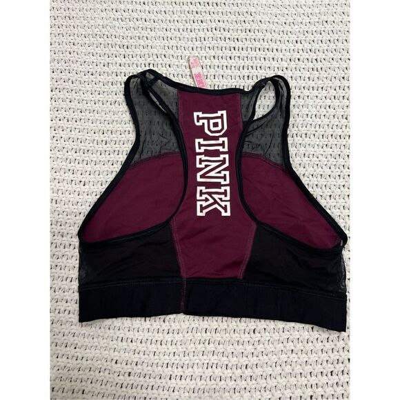 Pink Victoria’s Secret maroon and white sports bra women’s size small - Picture 1 of 4